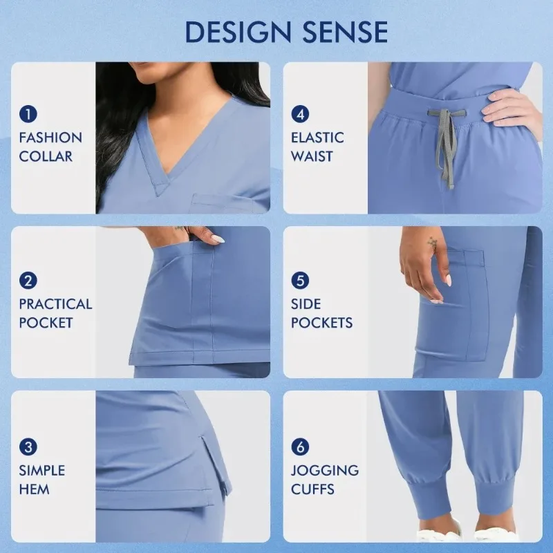 Classic New Nurse Scrubs Set Men Nurse Accessories Uniform Clinical Top Pants Lab Workwear Clothes view 4