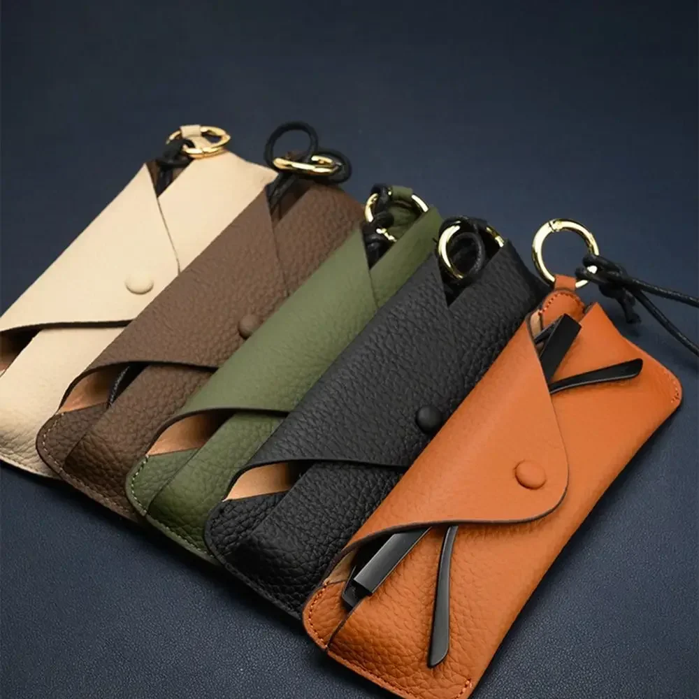 

Портативный чехол для очков ручной работы из натуральной кожи с кожаным ремешком для очков, ретро-футляр для солнцезащитных очков и очков для зрения