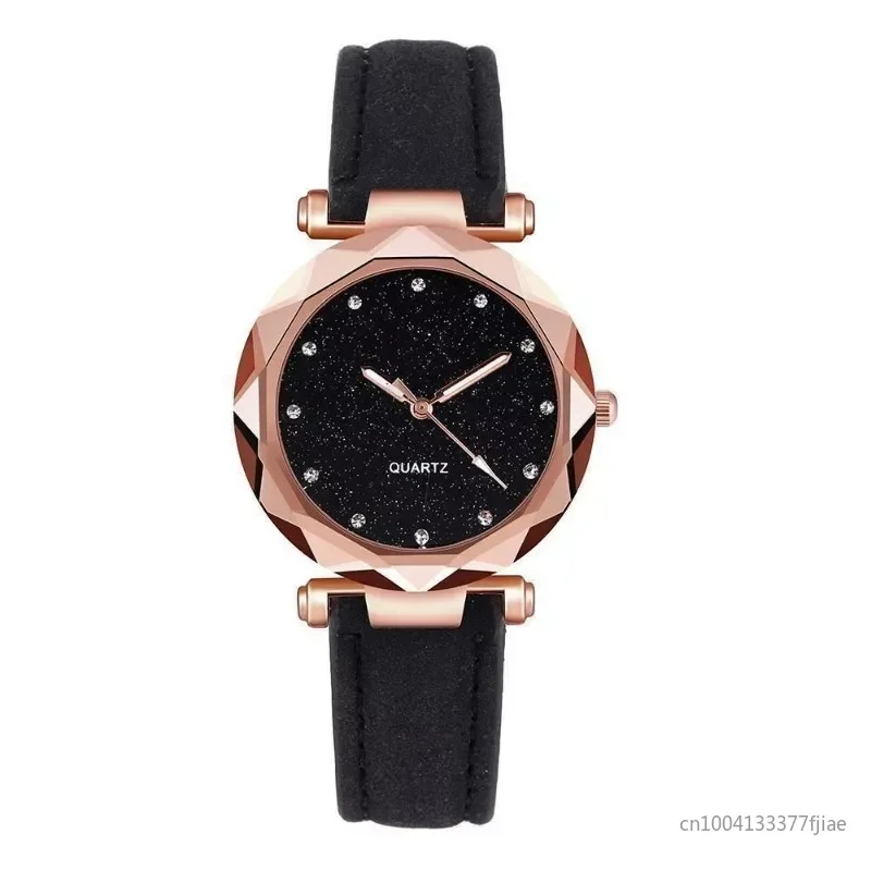 Women Fashion Korean Rhinestone Rose Gold Quartz Watch Female Belt Watch Women Watches Wristwatch Women Wristwatch