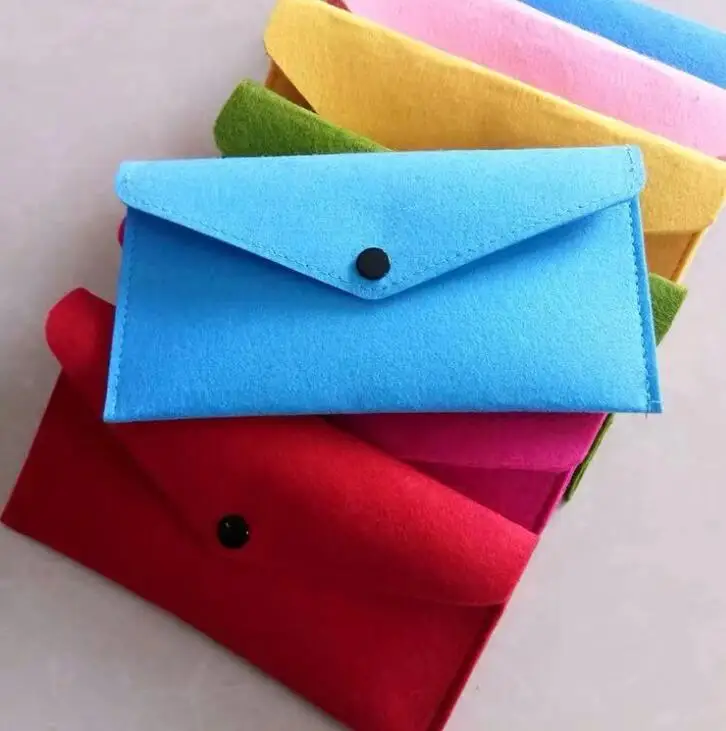 

10pcs Wallets Women Felt Pillow Shaped Solid Hasp Long Phone Bag Mix Color