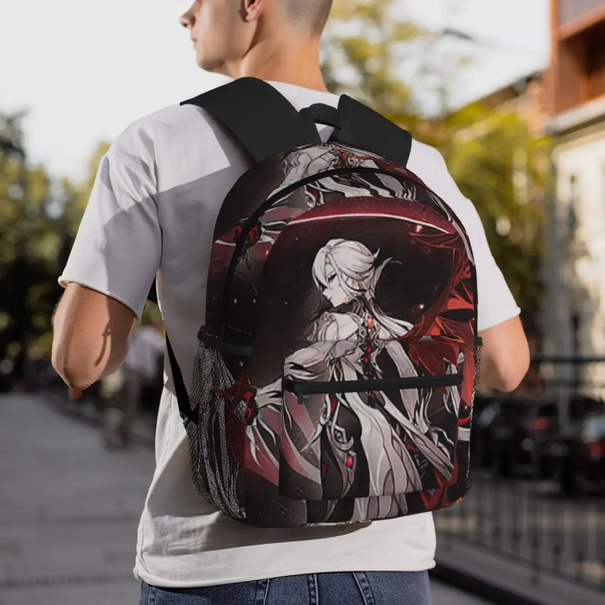 Genshin Impact Arlecchino Anime (2) Backpack Daypack Large Capacity Kids BookBag School Bag Shoulder Bags for Men Women