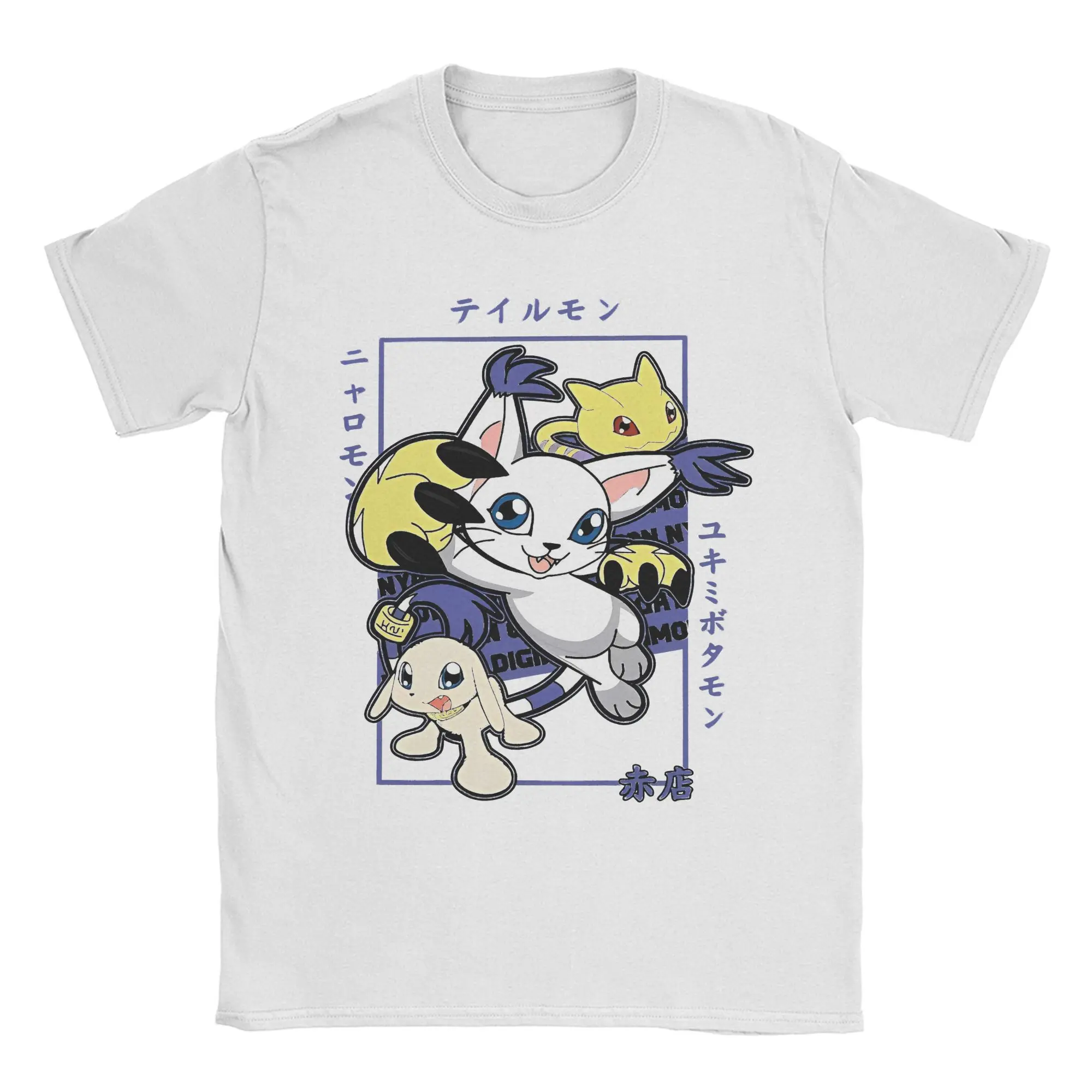 Digimon Anime Gatomon 3 evo T-Shirt Men Cotton Tops Shirts Vintage  Round Neck Short Sleeve