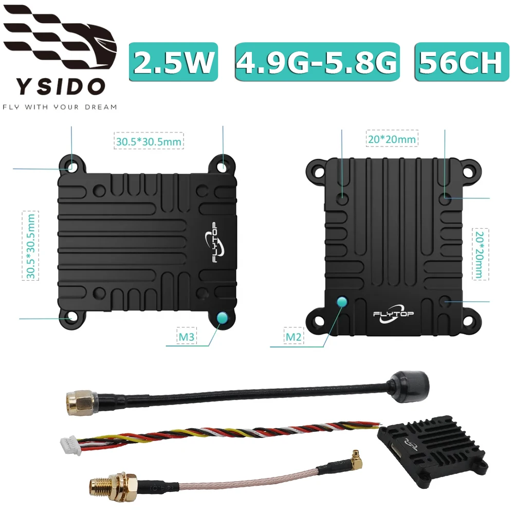

RC FPV 2,5 Вт Высокая мощность 4,9G-5,8G 56-канальный передатчик VTX с антенной для радиоуправляемых моделей FPV Racing Freestyle Drone Frame