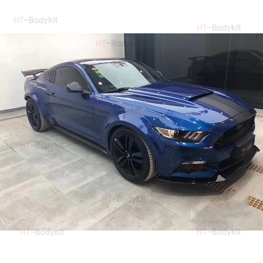 For 2015-2017 Ford Mustang Roush Style Carbon Fiber Car Front Bumper Engine Hood Bonnet Vent Cover Parts Upgrade Body kit