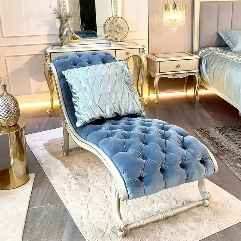 American vintage solid wood chaise lounge, living room sofa, beauty couch, villa reception chair, photo studio hotel lounge loun