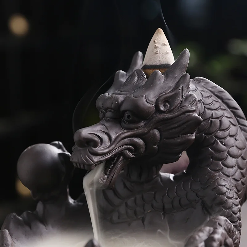 Dragon Backflow Incense Burner Home Decor Purple Clay Sandalwood Original Halloween Large Skull Head