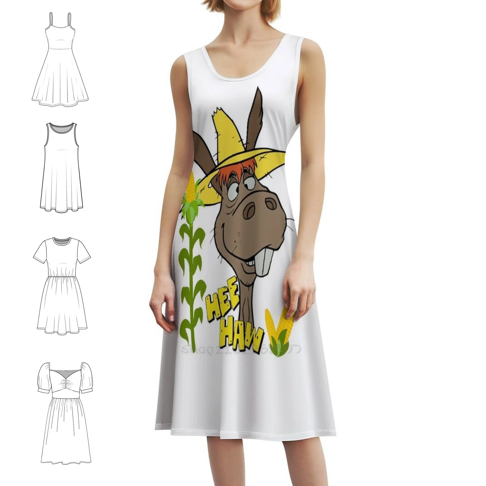 

Hee Haw Donkey винтажное богемное платье без рукавов для женщин с принтом пляжные вечерние платья Hee Haw Donkey винтажное Hee Haw Donkey