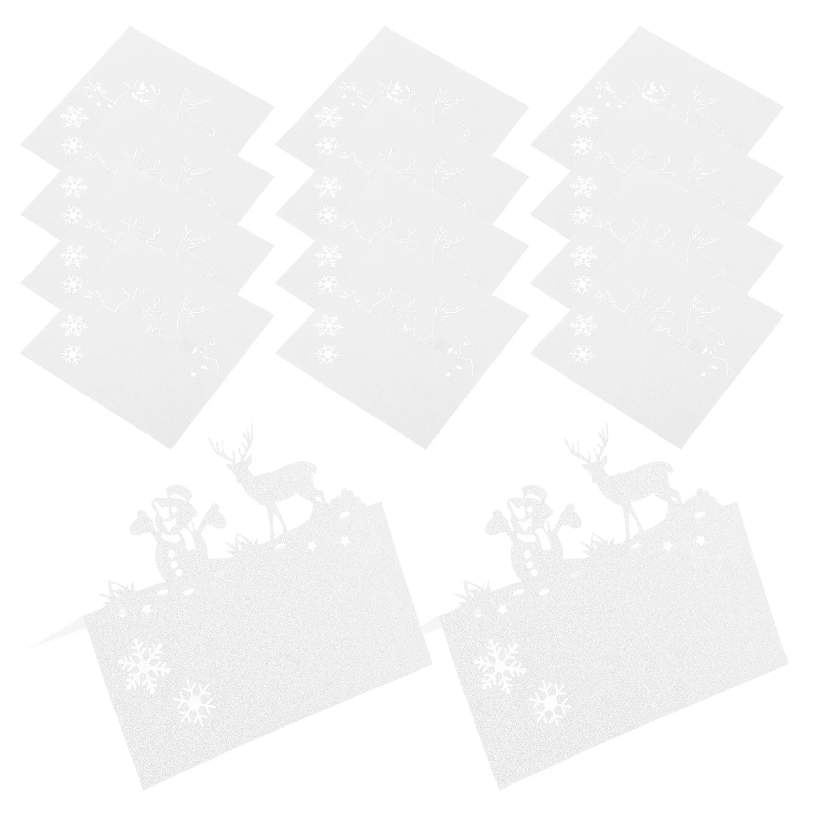 

50Pcs Christmas Table Cards Reindeer Snowman Pattern Intricately Cut Seating Place Cards for Party Wedding Event Decoration