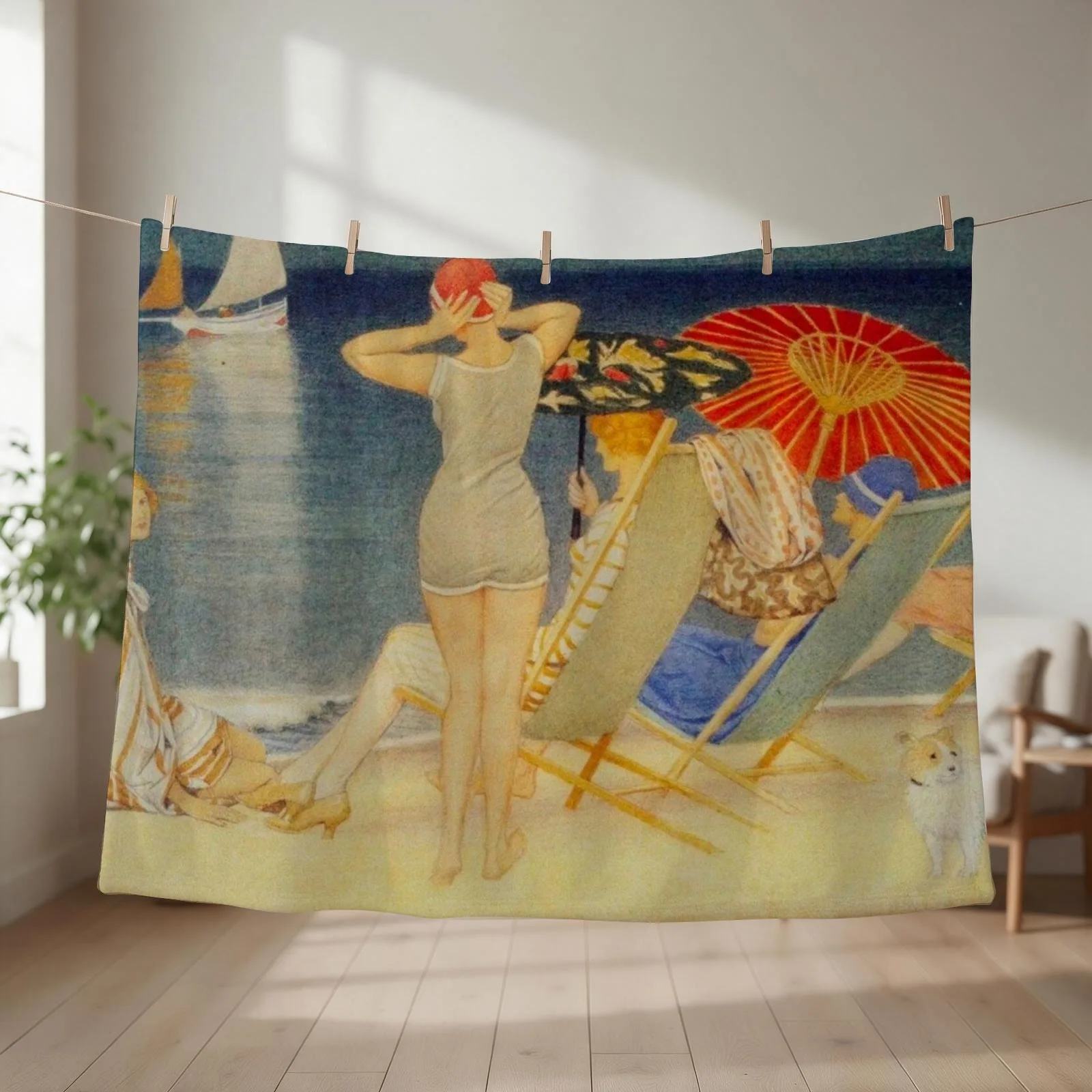 Parasols by Joseph Edward Southall - Vintage Art Throw Blanket Multi-Purpose Luxury Brand Beautifuls Summer Beddings Blankets