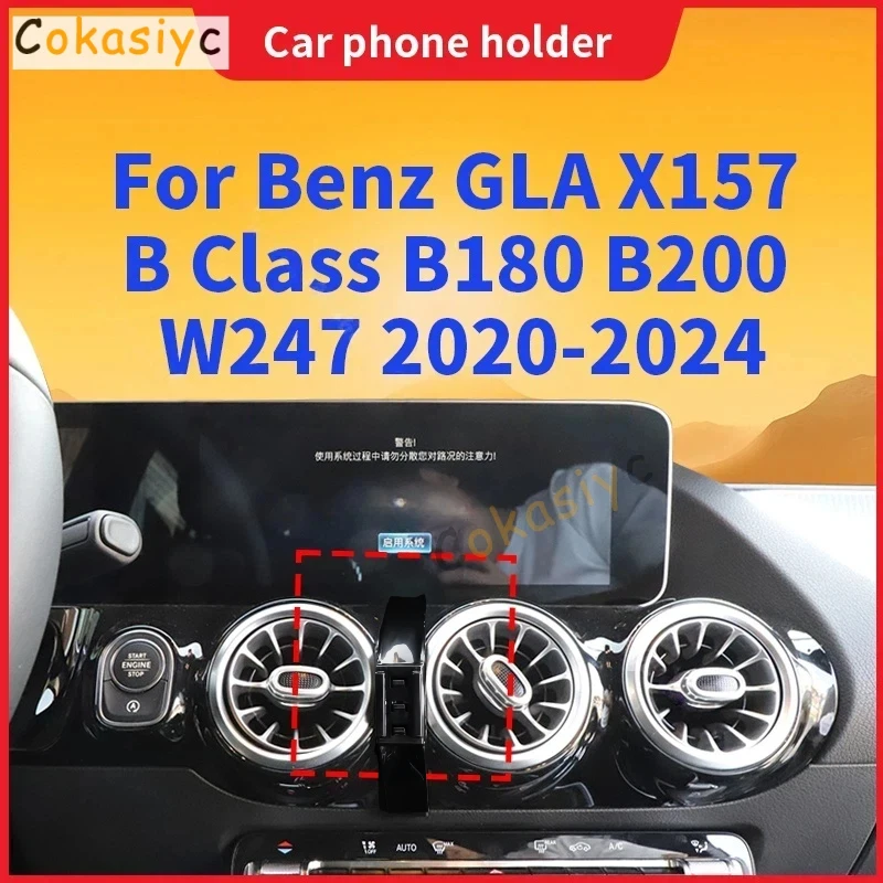 Suporte para Telefone de Carro para Mercedes Benz GLA X157 Classe B B180 B200 W247 2020-2024, Base de Fixação Especial com Carregamento Sem Fio