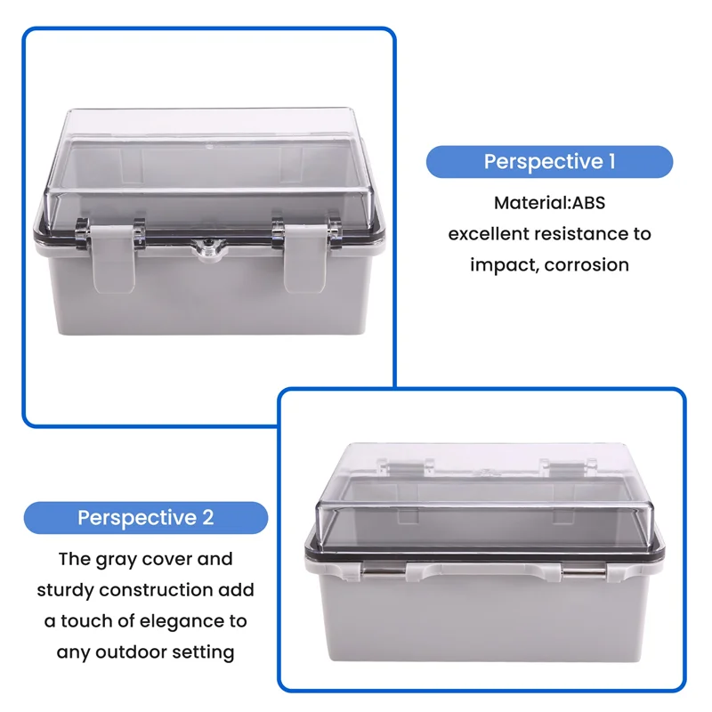 AB33-Waterproof Gray Cover Enclosure Junction Box ABS Plastic Outdoor Waterproof Electrical Boxjunction Box 210X130x110mm