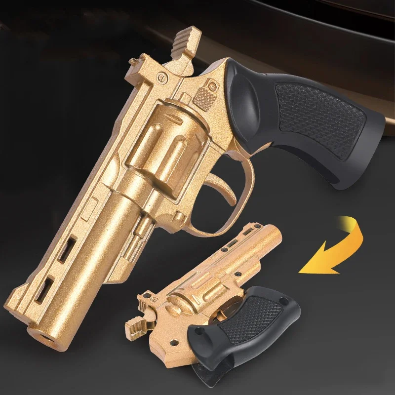 

NEW Outdoor EDC Mini Portable Revolver Folding Pistol Alloy Soft Bullet Gun Deformation Toy