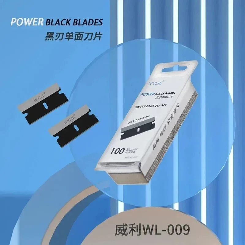 Imagem -03 - Wylie-navalha Preta Afiada Durável Lâmina de Borda Única Ferramenta de Reparo do Telefone Tampa do Quadro Médio Vidro Traseiro Raspando Pry Wl009 100 Pcs