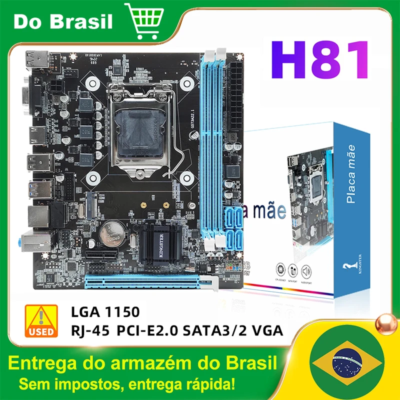 H81 Motherboard LGA1150 Support DDR3 RAM UP TO 16GB M-ATX USB2.0 SATA3.0 Dual Channels Memory HD Display VGA H81 Mainboard