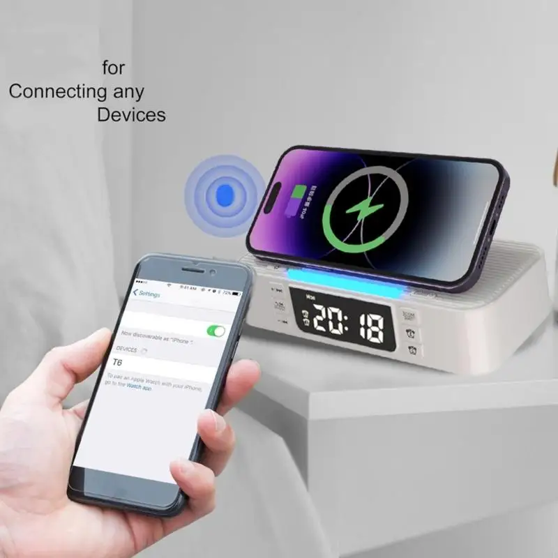 

Portable Speaker with 15W Charging Station Night Light for Phone 16 15 14 Bluetooth-compatible Speaker Phone Holder K1KF