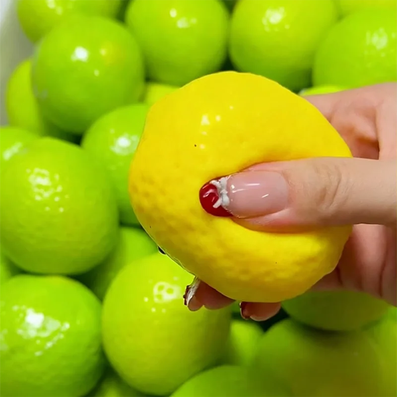 Handmade Crispy Lemon Stress Ball Squeeze Toy, ASMR Sensory Stress Relief Toy Color-Changing Mango Squishy Fidget Ball