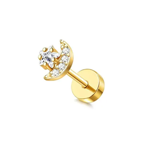 Gold Flat Back Stud Earrings for Women