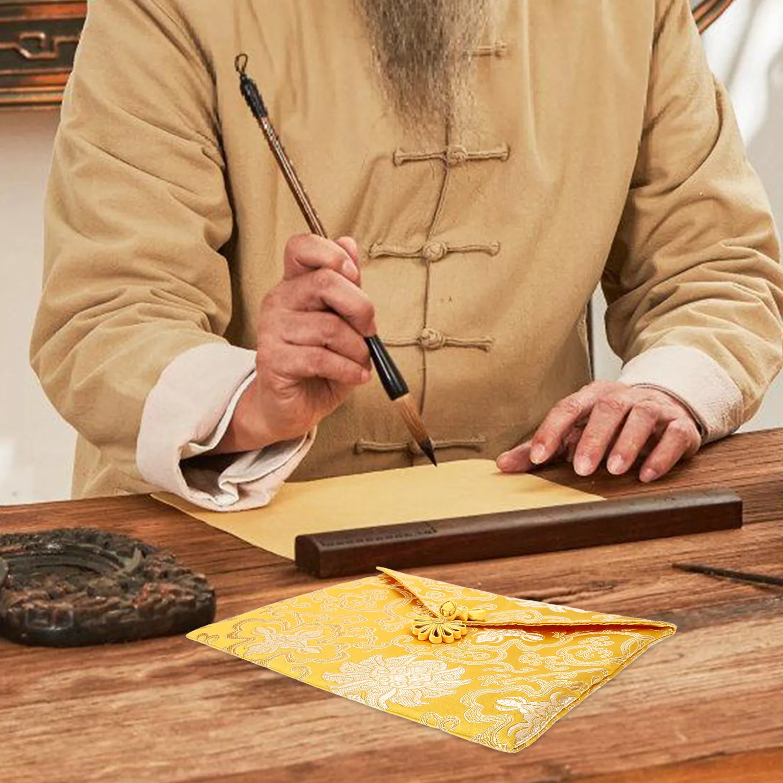 

Сумка для хранения священных писаний в китайском стиле, мягкая, с губчатой подкладкой, портативный органайзер для книг, для музыкальных книг, школы, офиса, буддийского храма