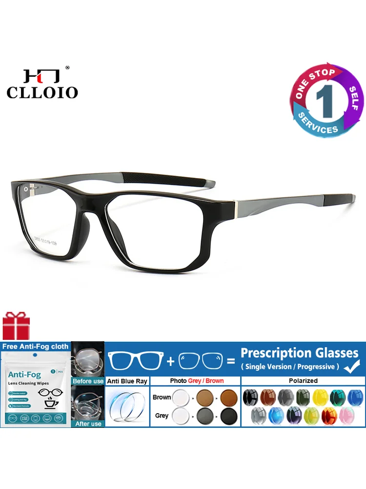 AliExpress CLLOIO Men Cubic Design Ultralight Square Sporty Prescription Glasses Large Photochromic Cycling Myopia Protective Sunglasses