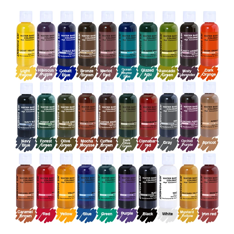 55ml/1.86oz High Concentration Water-Based - 30 Colors for Jewelry Casting, Terrazzo, Cement & Gypsum Powder - Vibrant Colors fo