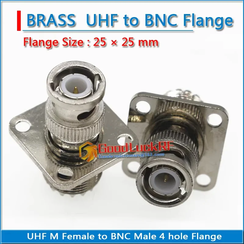 Q9 BNC Male to PL259 SO239 SL16 M UHF Female 4 hole Flange Chassis Panel Mount  25 * 25mm Copper 50 ohm RF Connector Adapter