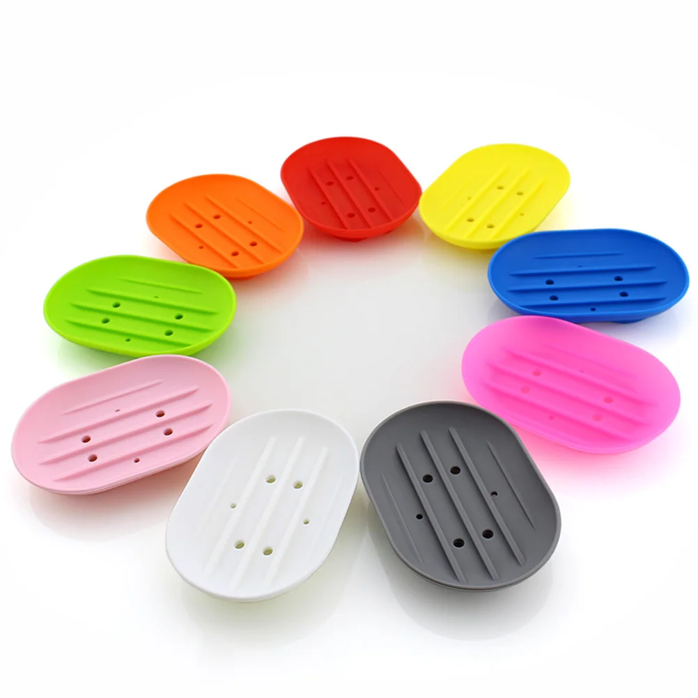 

4Pcs Silicone Soap Holder Non-Slip Draining Design Portable Compact Soap Box for Bathroom Kitchen Shower Travel Use Grey White