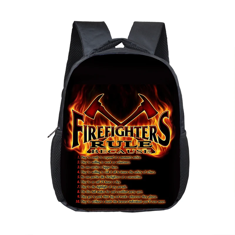 Cool Firefighter Printting Backpack for 2-4 Years Old Fireman and Rescue Team Kids Bag for Boys Girls Toddler Diaper Bags