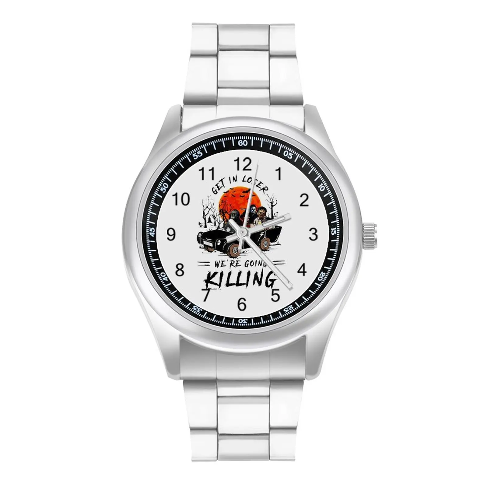 Get In Loser We\'re Going Killing Quartz Watch Halloween Scary Ghost Spooky Business Exclusive Wrist Watch Steel Wristwatch Gift