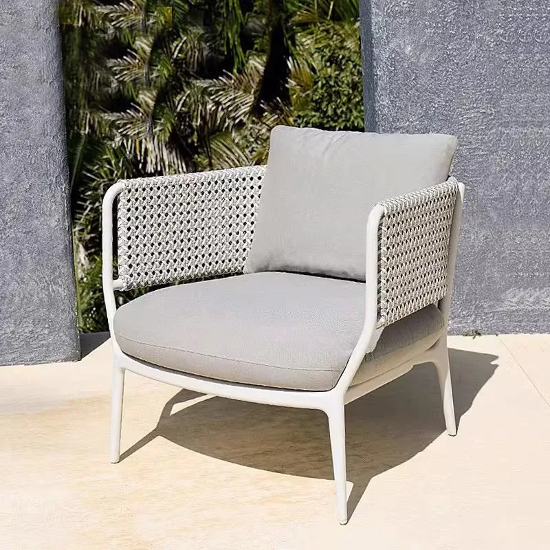 Outdoor Sofa Balkon Rattan Stuhl Sofa Einzel Nordic Open-Air Innenhof Rattan Sofa Balkon Rattan Freizeit Stuhl Kombination