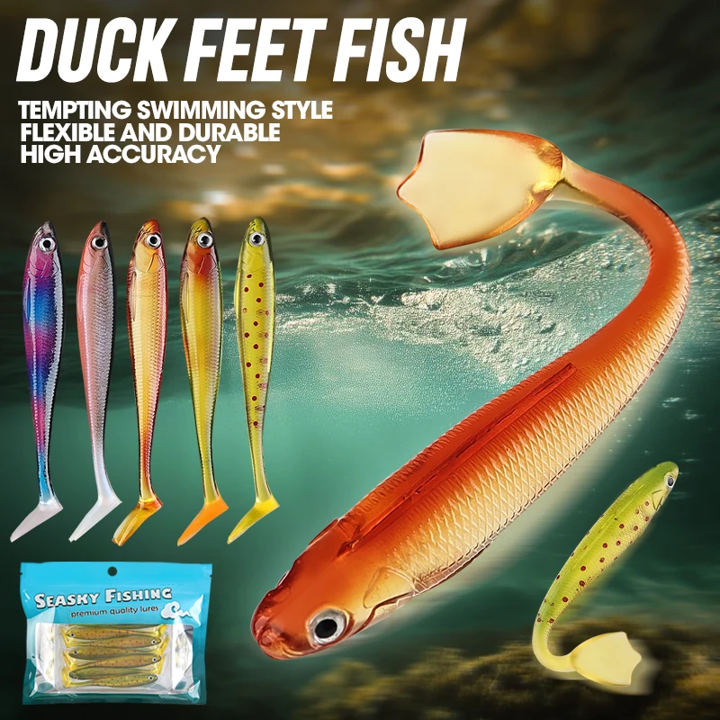 TAIYU 7 Pieces Set 9cm 6g Lure Soft Bait T Tail Soft Bait Duck Foot Fish PVC Soft Bait Simulation Lure Bait Fish view 6