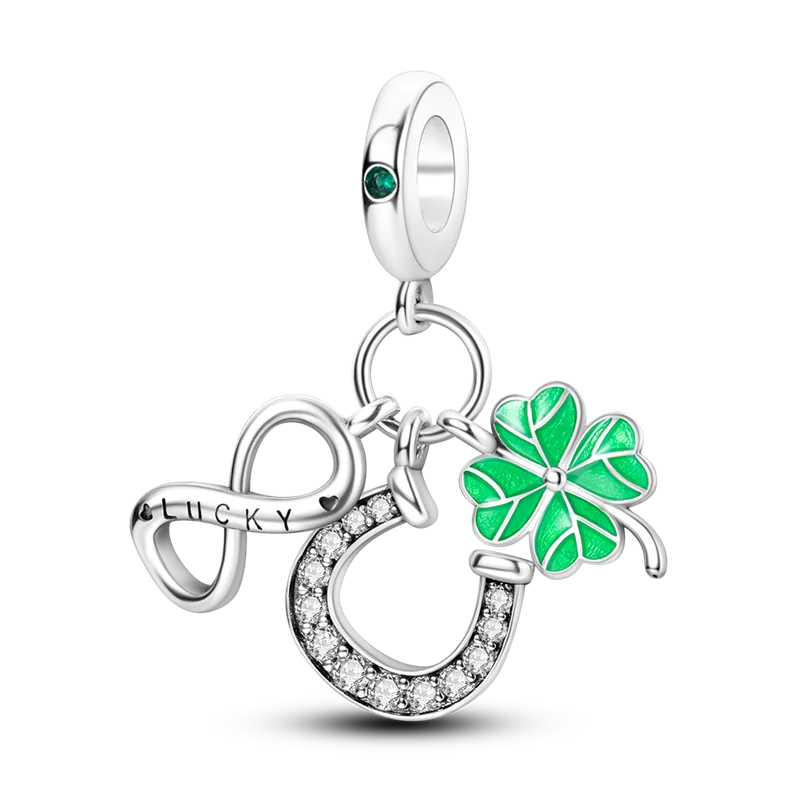 925 Sterling Silver Green Series Flower Tree Apple Pendant DIY Fine Beads Fit 4MM hole diamete Charms Bracelet Women Jewelry Diy