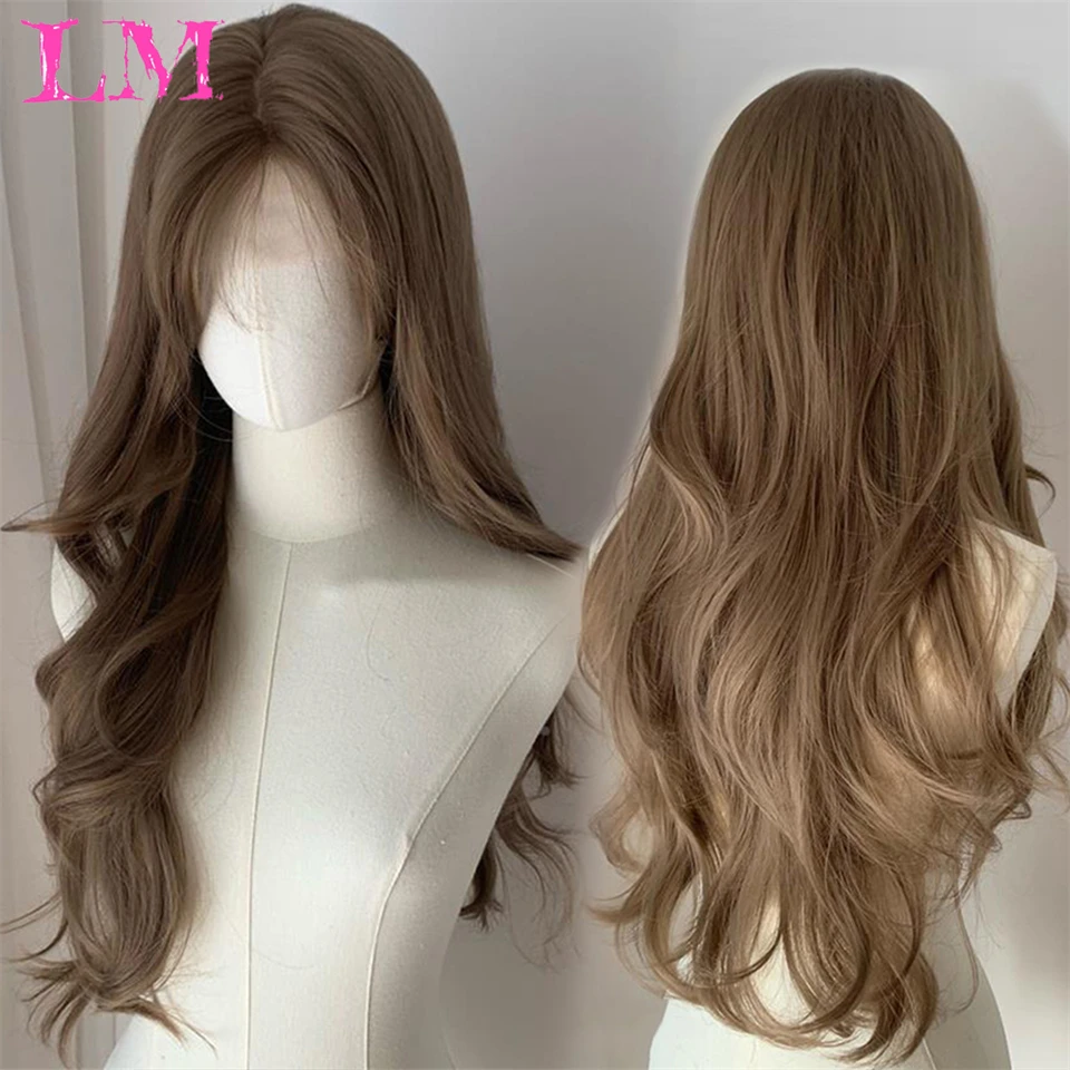 

LM Blonde Platinum Highlight Layered Wigs Long Straight Synthetic Wig with Bangs for Women Cosplay Daily Hair Wig Heat Resistant