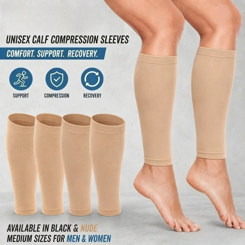 Compression Calf Support 1 Pair Breathable Elastic Sports Calf Leg Brace Sleeves For Football Cycling Jogging Running Men Women