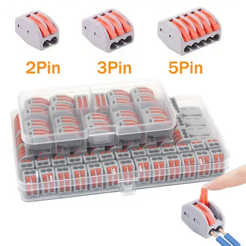 55pcs Quick Wire Connector,Fast Wiring Push in Lever Connectors Electrical Wiring Terminal Block with Storage Box, for Wires