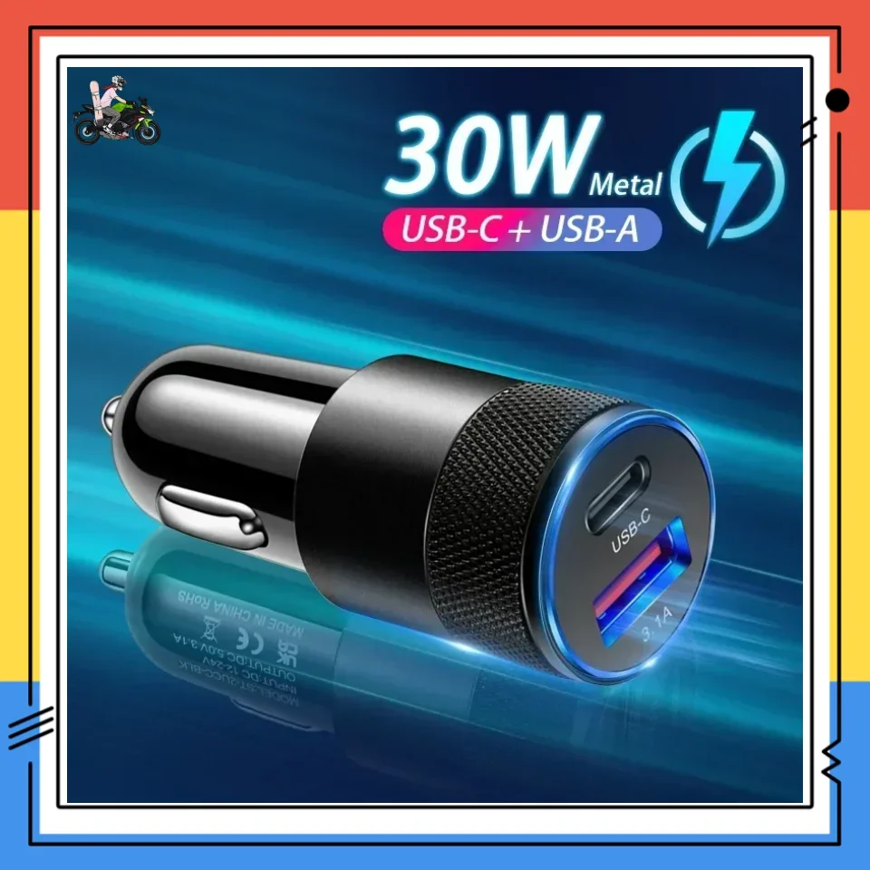 Mini USB C Car Charger Fast Charging Cigarette Lighter  30W PD Phone Power Adapter For Iphone Xiaomi Samsung Socket USB Charger