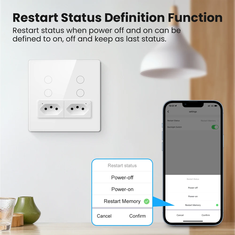 AVATTO WiFi Smart Wall Switch Need Neutral Wire Smart Switch With Brazil Socket Tuya Smart Life APP Works With Alexa Google Home