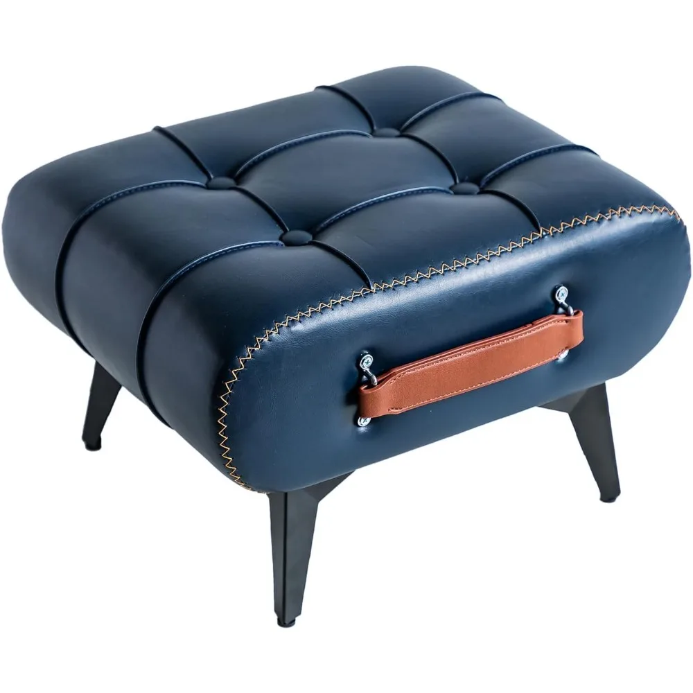 

Small Footstool Ottoman - Stylish and Functional Faux Leather Footrest for Extra Seating in Living Room, Entryway, or Office