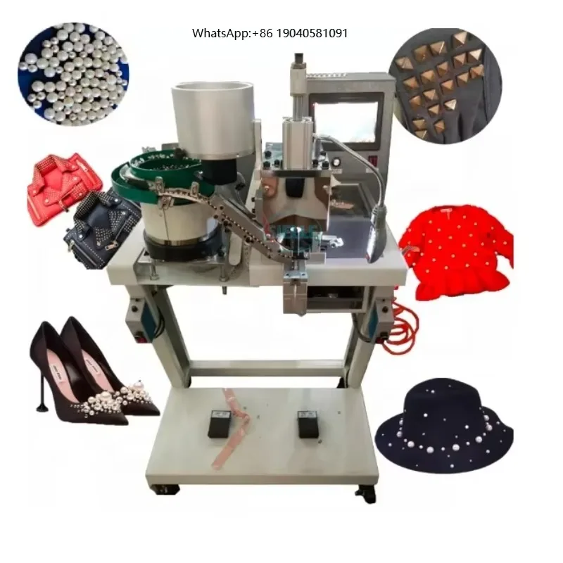 Automatic Pearl Pearl Bead Beading Stringing Attaching Fixing Riveting Setting Machine for Fabrics Dresses Bag Shoe Hat Clothes