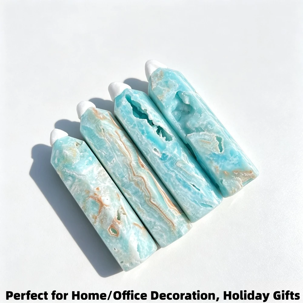 Natural Hemimorphite Tower Point Hand‑Polished Mineral Obelisk Home Desktop Ornament Collectible Specimen Craft Decoration Gift