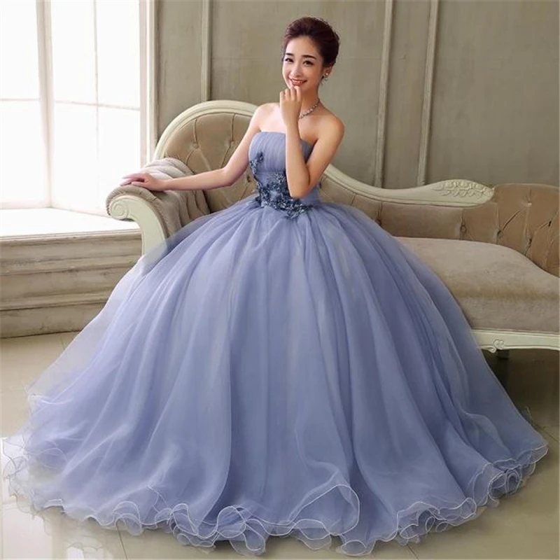 Elegant Stock Strapless Ball Gown Quinceanera Dresses 2024 Beaded Flowers Sweet 16 Prom Party Gown Vestidos De 15 Anos BM410