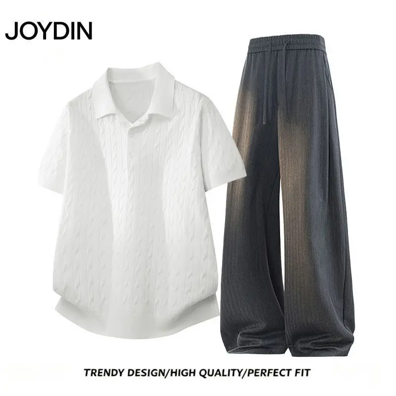 Old money style suit men's summer knitted POLO shirt casual versatile