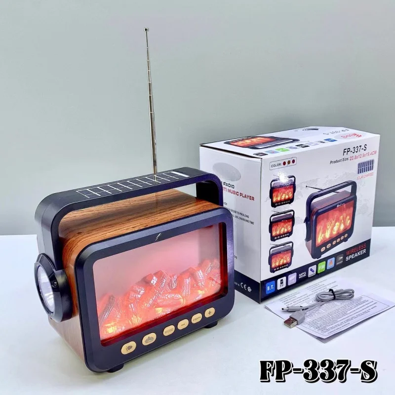 Flame lamp solar-powered Bluetooth speaker portable outdoor multi-band radio with card slot audio system