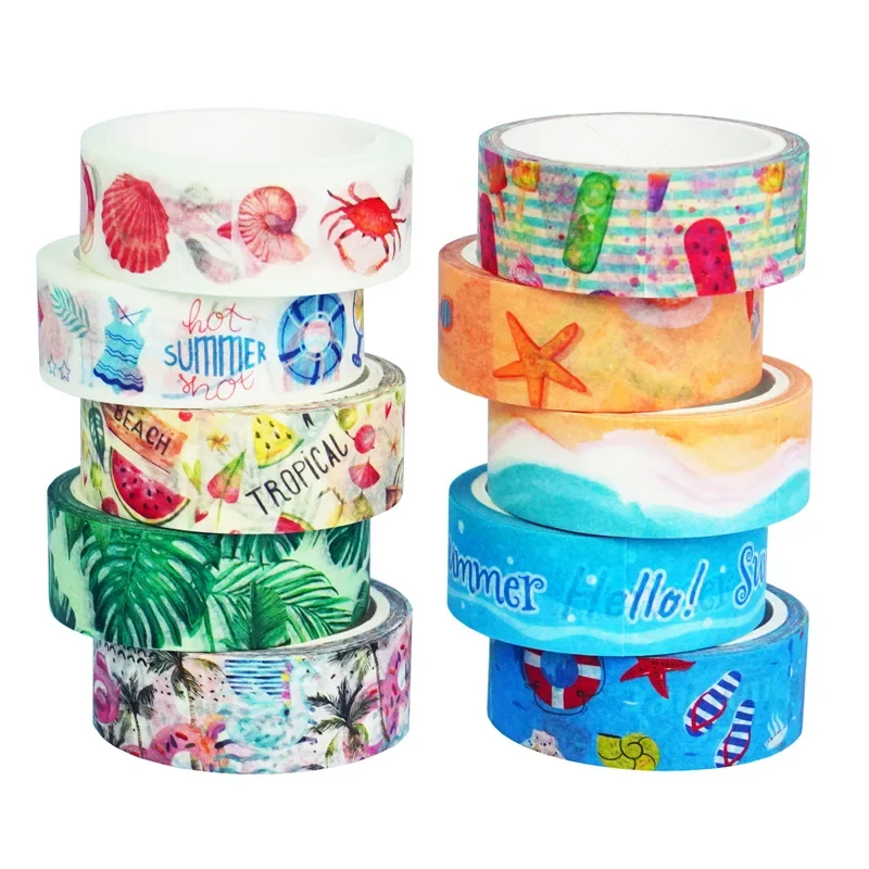 12 pack/lot Summer Washi Tape Set Beach Swimming Cool Scrapbooking Diy Masking Tape Diary School Supply Stationery Wholesale