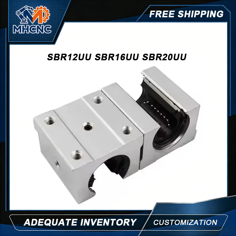 MHCNC 4 Peças/Lote Bloco Deslizante de Rolamento de Movimento Linear SBR12UU SBR16UU SBR20UU para Junta de Robô, Peças de Automação para Router CNC