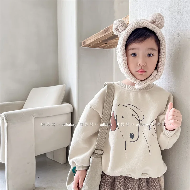 

Baby Fashion Winter Clothes Top Kids Long Sleeve Warm Sweatshirts Boys Girls Cute Cartoon Pullover Children Thick Cotton Clothes