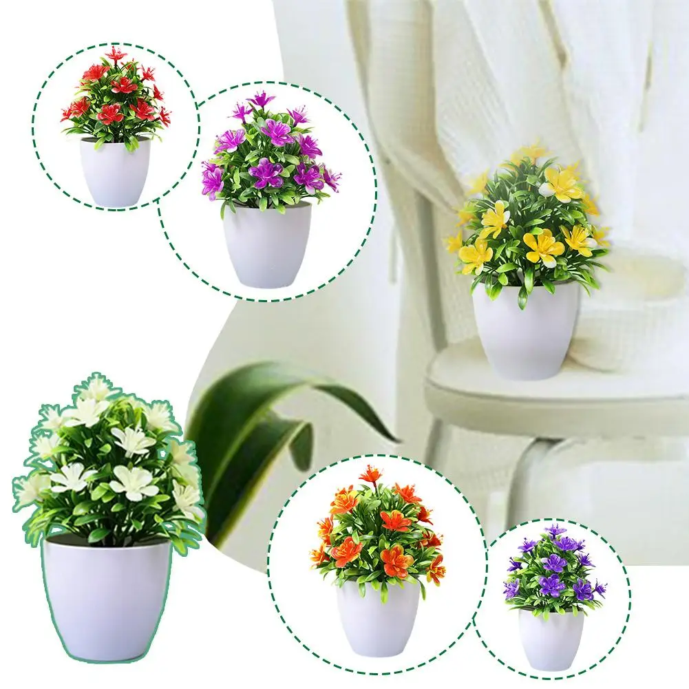 Artificial Small Potted Flowerpot Simulation Trees Home Plastic Fake Table Plant Rose Hotel Office Decoration Wedding Decor W5t4