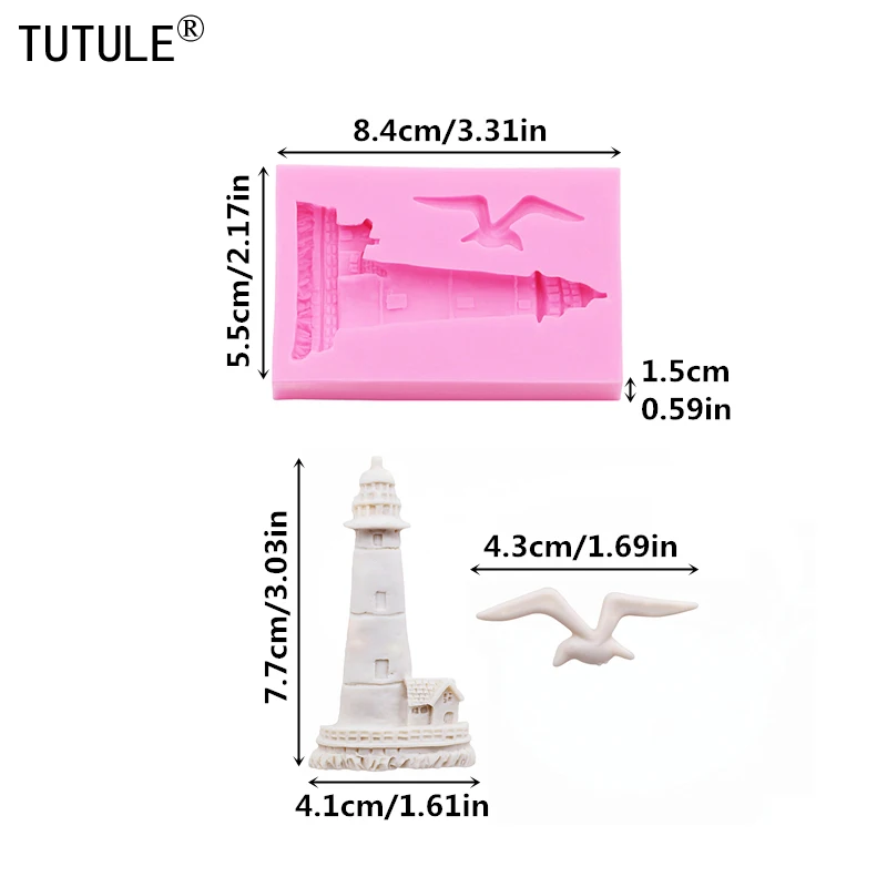 3D Lighthouse resin Clay item jewelry Drip Silicone molds DIY Lighthouse candle Silicone Mold Chocolate fondant Cake Mould