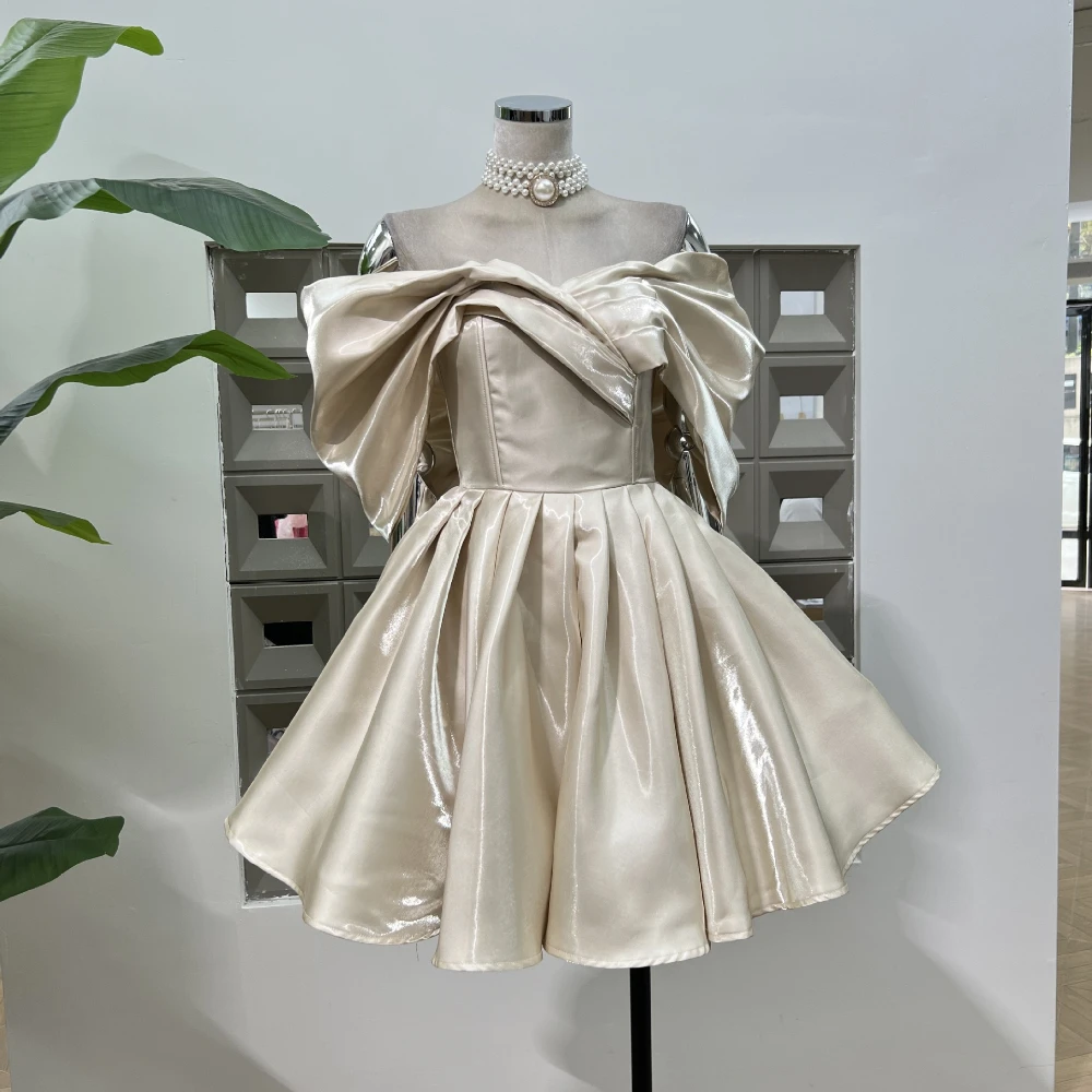 

High Quality Elegant A Line Dresses For Women Sexy Off The Shoulder Backless Light Luxury Dresses Birthday Party Outfit Vestido