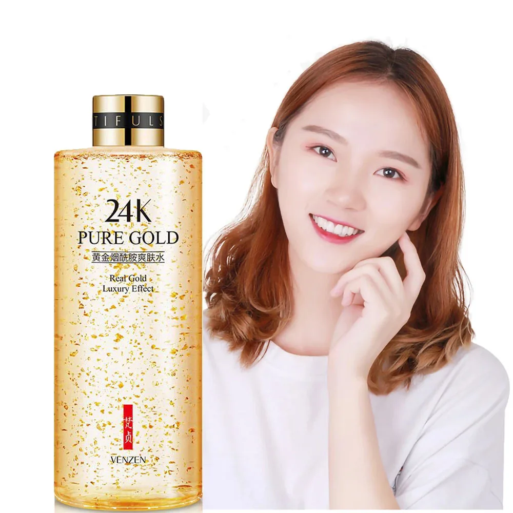 

300ML 24K Gold Nicotinamide Face Toner Moisturize Oil Control Shrink Pores Anti Aging Firm Skin Brighten Tone Skin Care Water