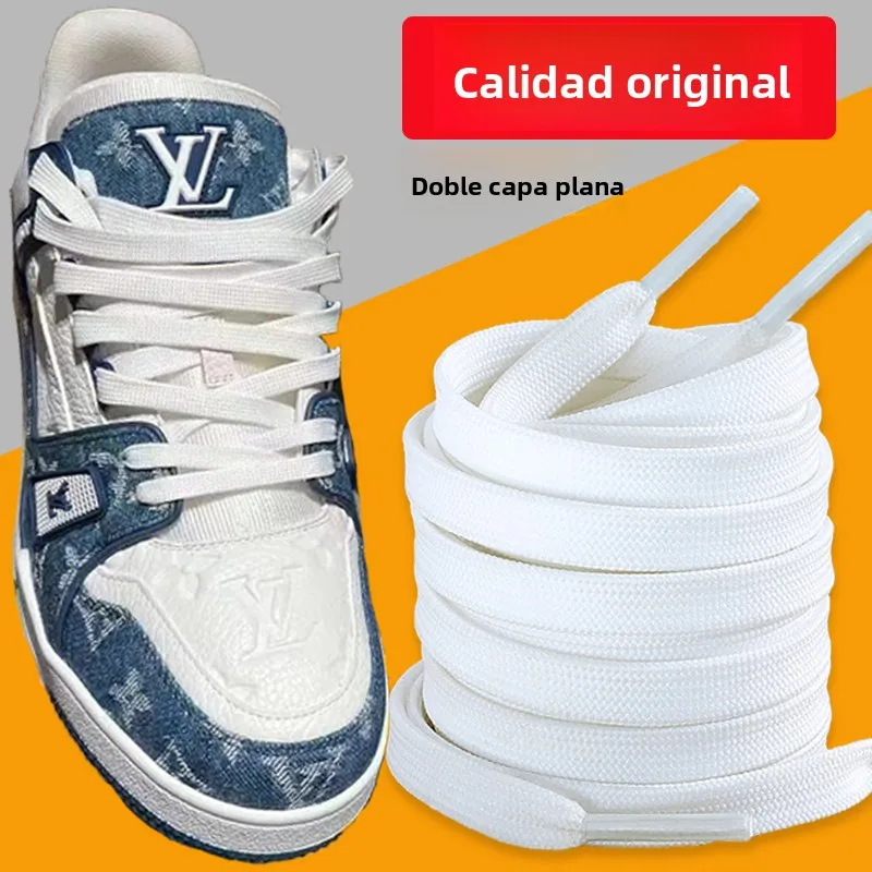 Cordones planos para zapatos de mujer en colores negro, blanco, verde panda, blanco, amarillo, azul, denim y blanco, para zap...